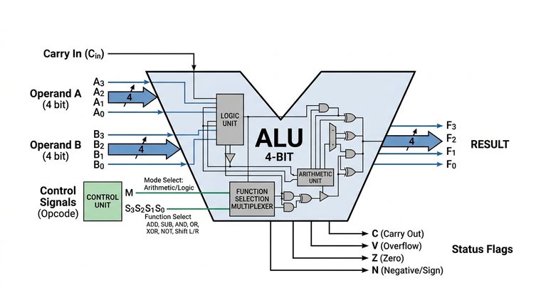 Diagram of a 4-bit arithmetic logic unit
